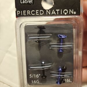 Pierced Nation Black and Purple Labret Set